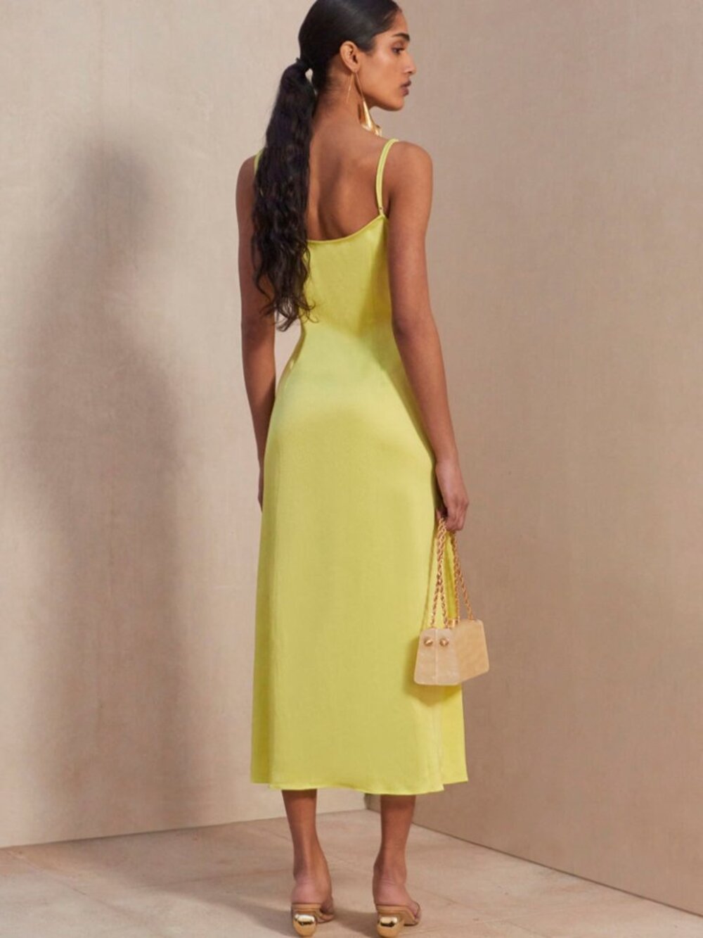 Cult Gaia Imogen Hammered Satin Floral Cutout Midi Dress Size 8 NWOT - Picture 5 of 10